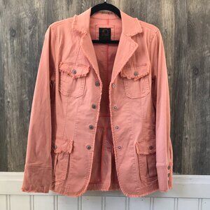 Overland Naomi Frayed Tencel-Blend Stretch Blazer in coral size XS